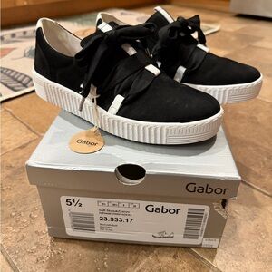 Gabor 23.333.17 Women's Black Suede Platform Sneaker